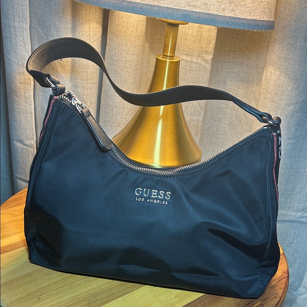 Guess Black Shoulder Bag with Silver Accents